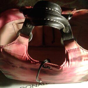 Vintage Donald J. Pliner Tie-dye Tote w/leather handles